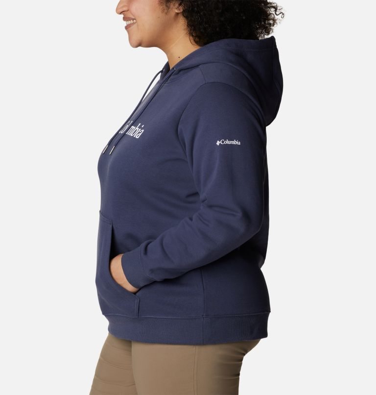 Women's Columbia Logo Hoodie Navy | Plus Size CA-F653C